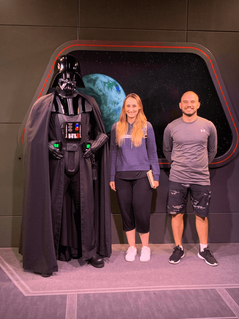 André e Eloísa com Darth Vader no Hollywood Studios em Orlando
