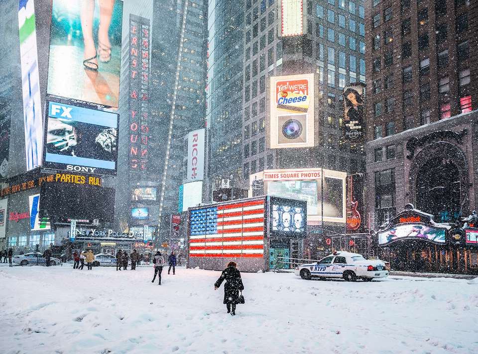 Nova York em Janeiro: baixas temperaturas e neve.